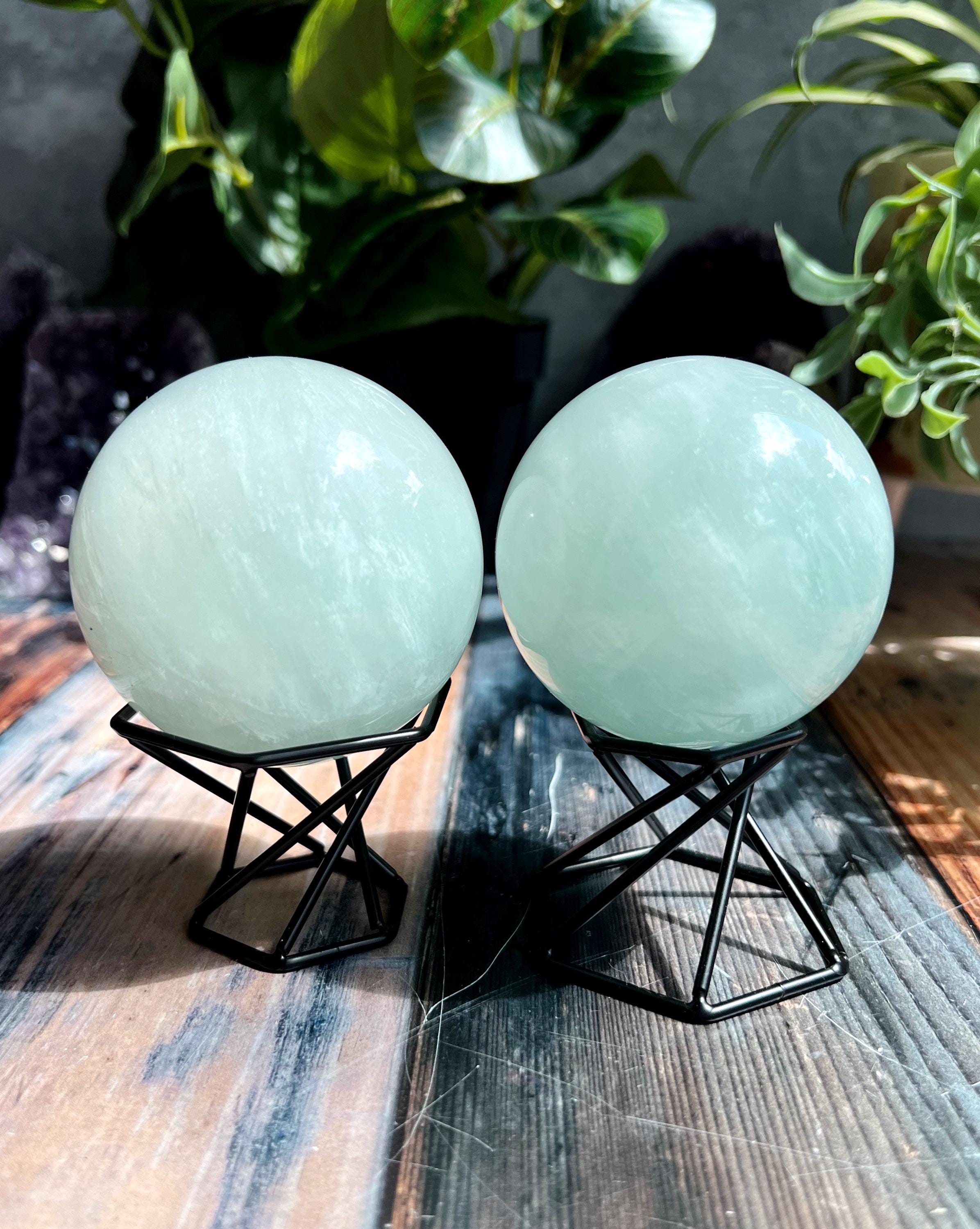Rare White Rabbit Fur Fluorite, Seafoam blue sphere, 64mm white fluorite sphere, 68mm white fluorite sphere