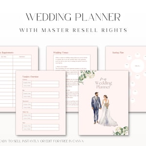 Canva Hochzeitsplaner PLR MRR, Master Wiederverkaufsrechte, Handelsmarkenrechte, Done For You Hochzeitsveranstalter, PLR Digitaler Planer, Hochzeitsgeschenk