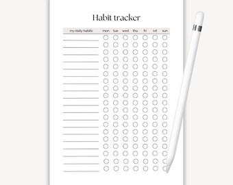 Habit Tracker Printable, Canva Template, A4 PDF, MRR