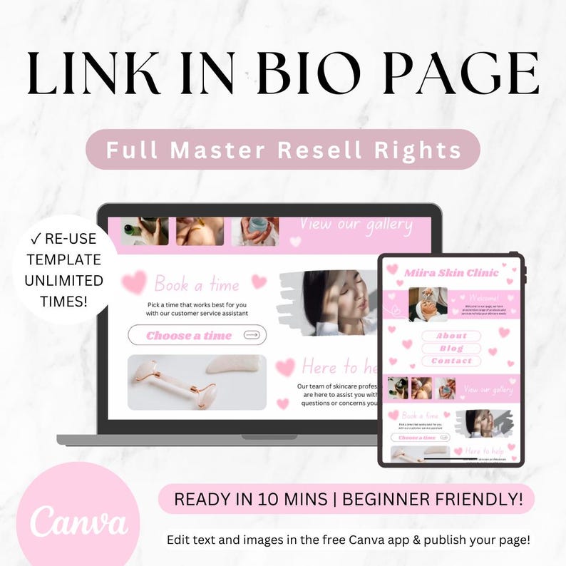 Canva Website Template, Business Service Webpage, Master Resell Rights MRR image 1