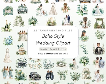 Watercolor Wedding PNG Clipart Bundle MRR