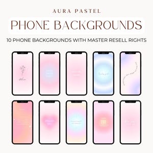 Könnte beinhalten: Zehn pastellfarbene Handy-Hintergründe mit motivierenden Zitaten und Designs. Die Hintergründe zeigen eine Vielzahl von Farben, darunter Rosa, Blau und Lila. Die Zitate beinhalten "Bloom", "You're doing amazing", "Keep on shining", "Lucky pal", "Everything will work out for you", "Follow your heart", "Be proud of yourself", "777" und "Be your beauty".