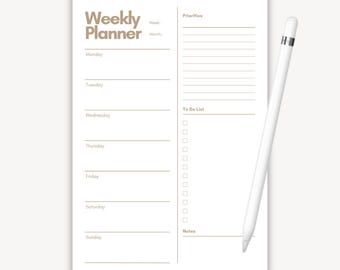 Weekly Planner Printable, Canva Template, A4 PDF, MRR