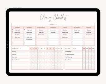 Cleaning Checklist Printable, Canva Template, A4 PDF, MRR