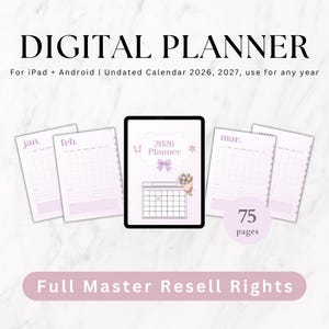 Planejador Digital, Sem Data 2026, 2027, Modelo Canva, Direitos de Revenda Master (MRR)