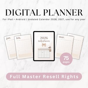 Planificador digital, sin fecha 2026, 2027, plantilla de Canva, derechos de reventa maestros MRR