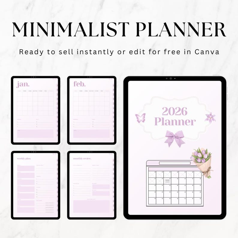 Digital Planner, Undated 2026, 2027, Canva Template, Master Resell Rights MRR image 4