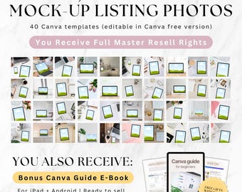 Laptop Tablet Phone Mock-up Listing Photos, Canva Templates, Master Resell Rights MRR