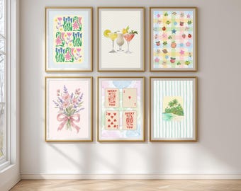 10 Gallery Posters, Leopard, Stripes, Cocktails, Tropical Flowers, Lucky Playing Cards