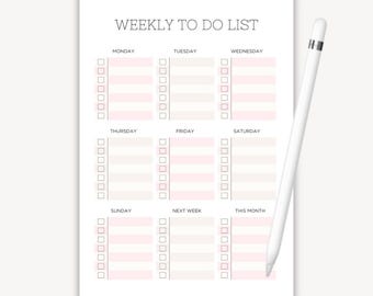 Weekly To Do List Printable, Canva Template, A4 PDF, MRR