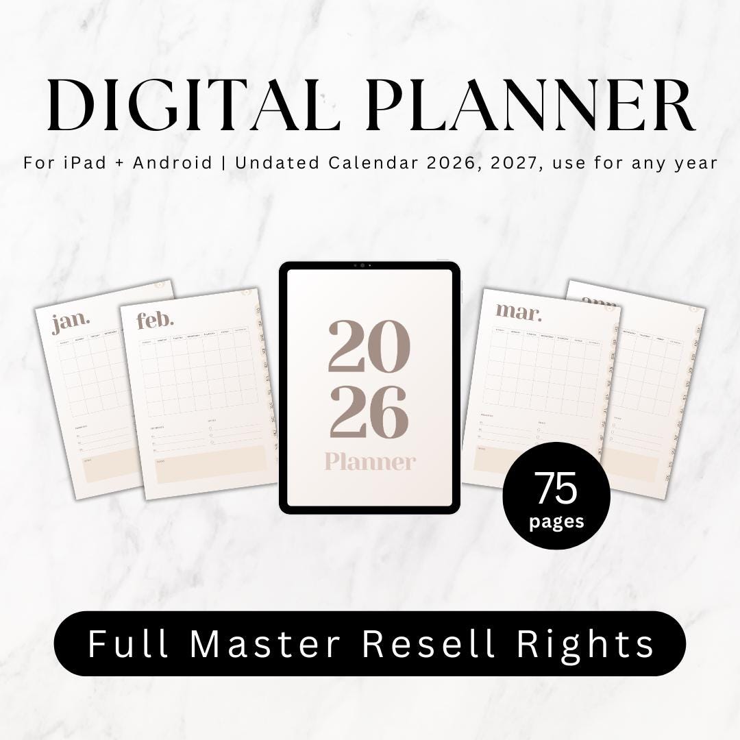 2026 Digital Planner Master Resell Rights Goodnotes Journal, Daily ...