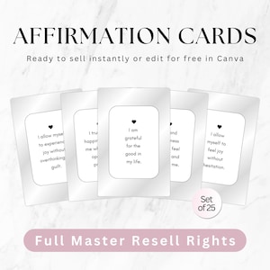 Affirmation Cards Printable: Positive Quote Flash Cards, Mindfulness Coaching, Master Resell Rights MRR