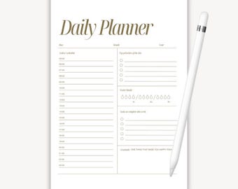 Daily Planner Printable, Canva Template, A4 PDF, MRR