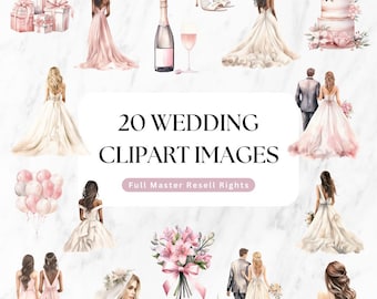 Wedding Clipart, Watercolor PNG, Master Resell Rights MRR