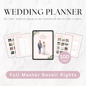 Wedding Planner, Bridal Organizer, Goodnotes, Canva Template, Master Resell Rights MRR