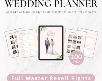 Hochzeitsplaner, Braut Organizer, Goodnotes, Canva Template, Master Wiederverkaufsrechte MRR
