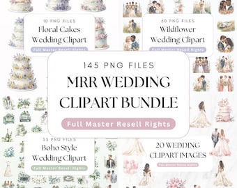 MRR Wedding Clipart Bundle, PNG Images, Master Resell Rights & PLR