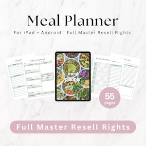 Planejador de Refeições, Goodnotes, Modelo Canva, Direitos de Revenda Master (MRR)