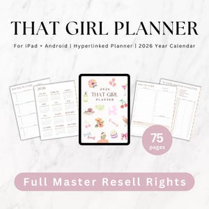 Digital planerare, odaterad kalender 2026, Canva-mall, Master Resell Rights MRR