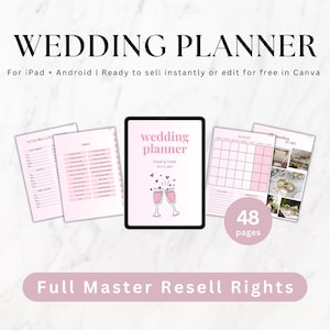 Hyperlinked Wedding Planner, Canva Template, Master Resell Rights MRR