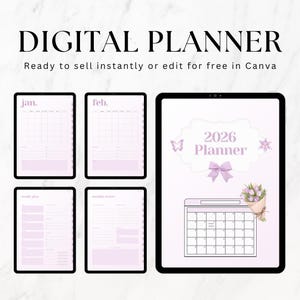 Digital Planner, Undated 2026, 2027, Canva Template, Master Resell Rights MRR image 2