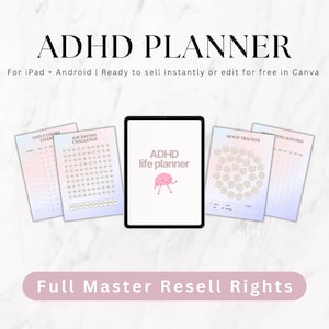 ADHD Productivity Planner, Goodnotes, Canva Template, Master Resell Rights MRR