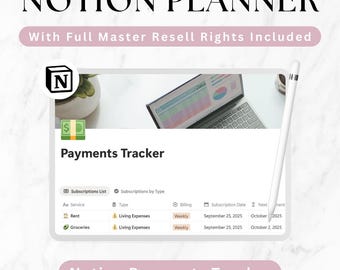 Notion Planner, 2026 Dashboard, Budgeting, Financial Tracker, Master Resell Rights MRR