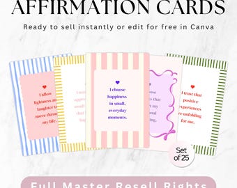 Affirmation Cards Printable, Flash Cards, Mindfulness Coaching, Master Resell Rights MRR