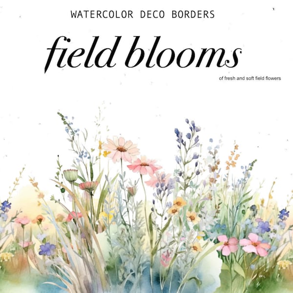 Watercolor Floral Borders - Floral Borders - Wild Flowers - Watercolor Flowers Clipart - Premade Borders - Wedding Clipart - Borders Clipart