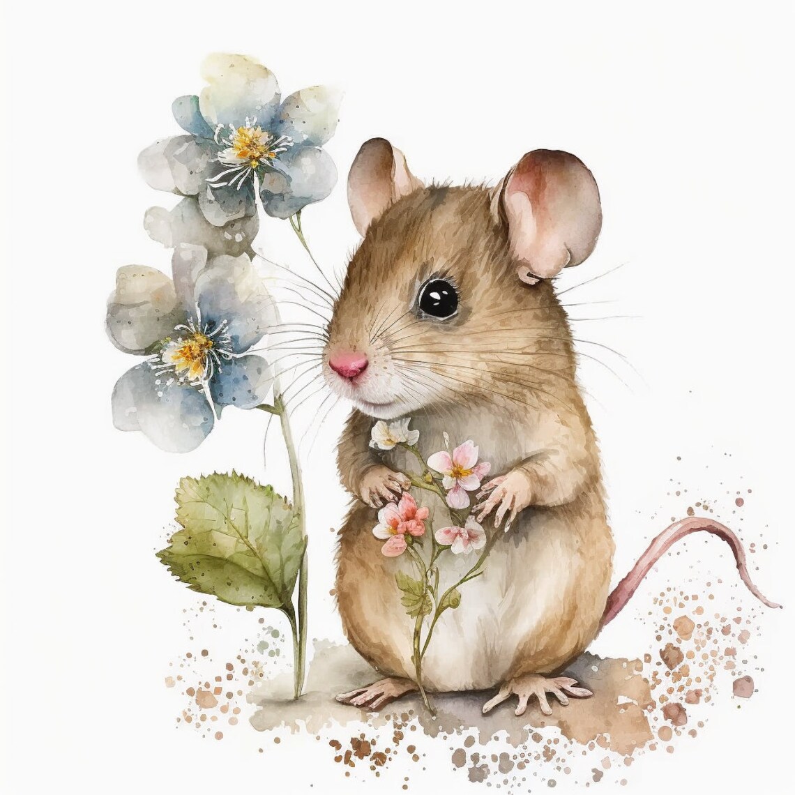 Mouse and Flower Clipart 12 High Quality Jpgs Digital Download Card ...