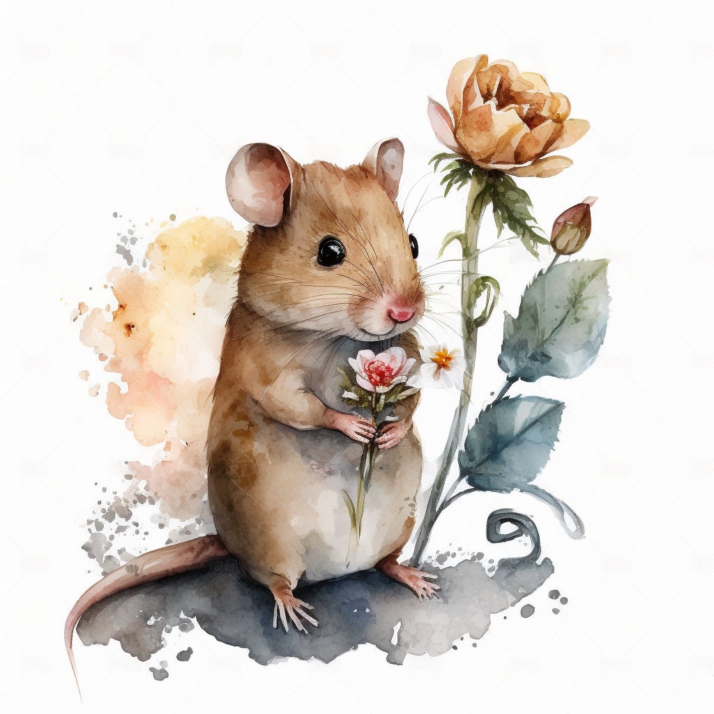Mouse and Flower Clipart 12 High Quality Jpgs Digital - Etsy