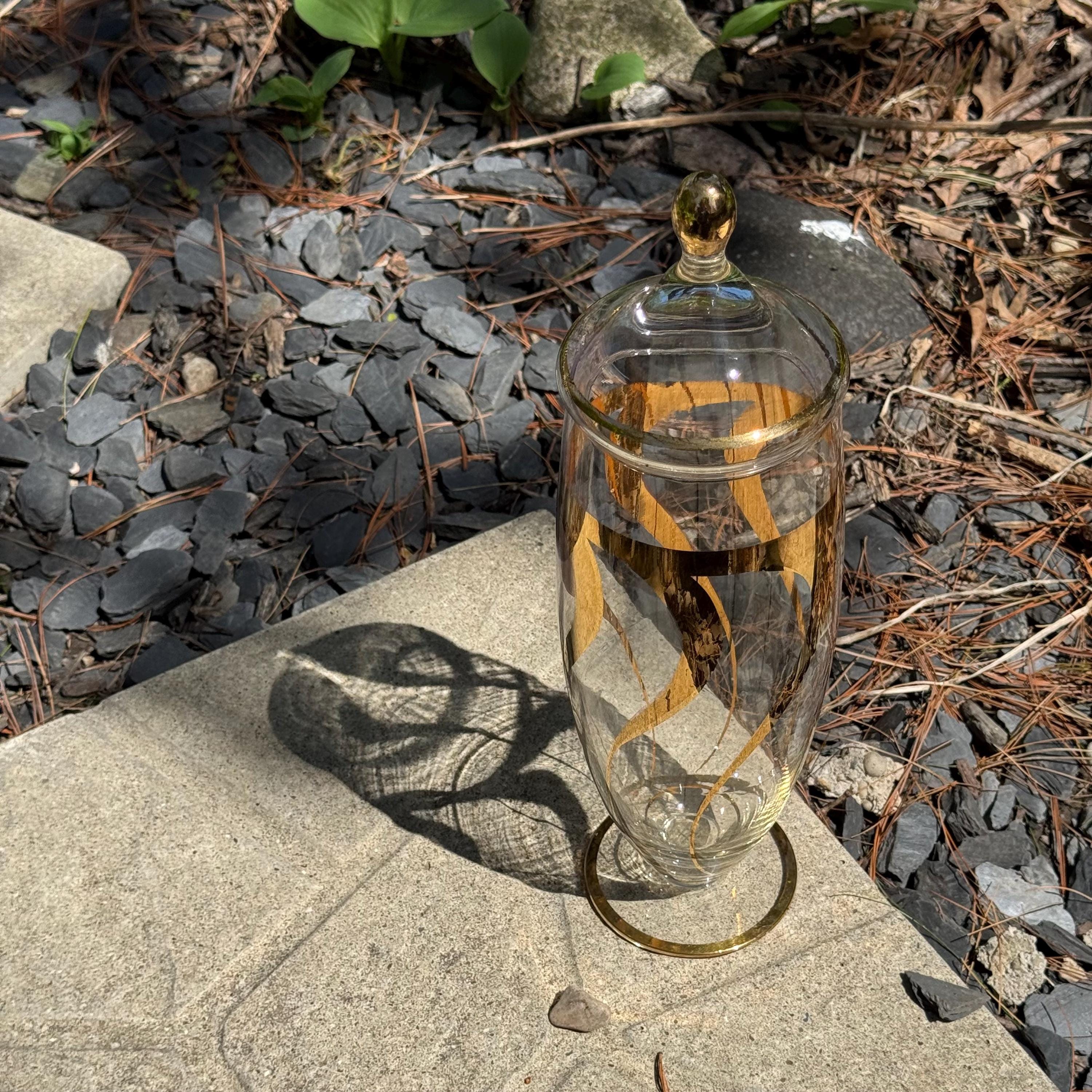 Vintage Tall Glass Jar With Lid - Etsy
