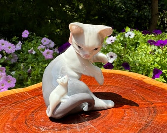 ヴィンテージ リヤドロ 猫とネズミの磁器製置物（1980年代） - Etsy 日本
