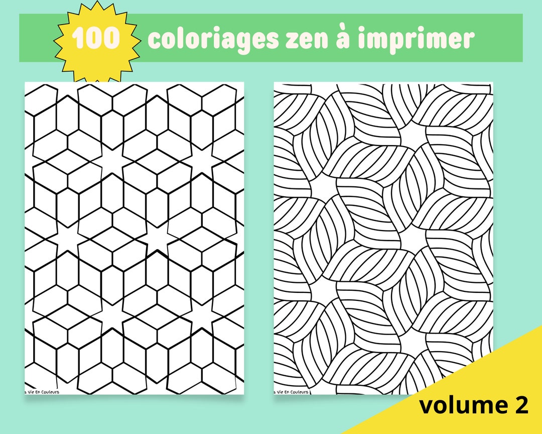 Coloriages Géométriques Zen Feuilles De Coloriage Relaxantes - Etsy