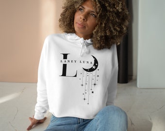 White Laney Luna Crop Hoodie