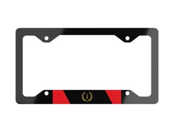 Zwart metalen nummerplaatframe - zwarte vlag American Heritage