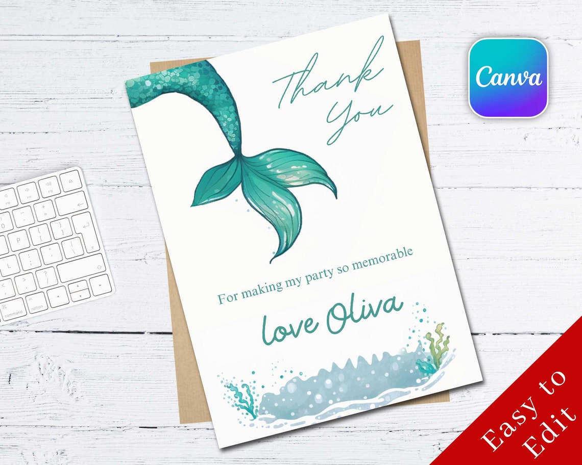 Mermaid Colorful Birthday Invitation, Editable Mermaid Birthday Invitation Printable, Mermaid ...