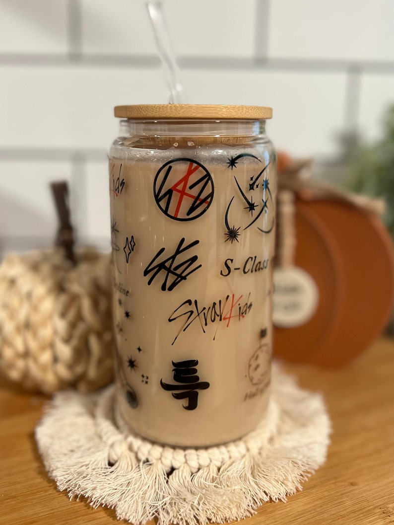 Stray Kids Glass Cup, Stray Kids Coffee Cup, Kpop Cup, Kpop Gift, 16 Oz ...