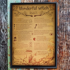 Witch Rules Art Print, Halloween Decor, Kitchen Witchery (JPG Digital Download)