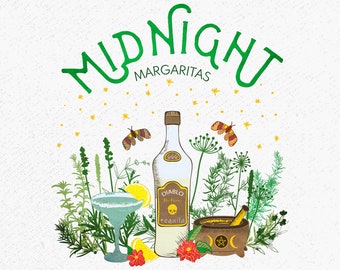 Midnight Margaritas PNG Bundle, Witchy Halloween Graphics (Digital Download)