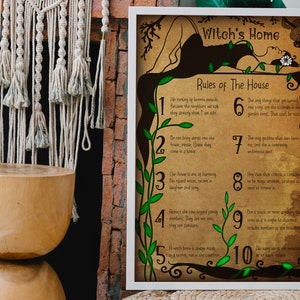 Witchs Rules Of The House, Witch Rules Poster, Art Print, Halloween Decor, Halloween Poster, Witch Poster Print, Witches