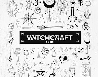 Witchcraft SVG Art Bundle, Occult Vector Graphics (56 Files)