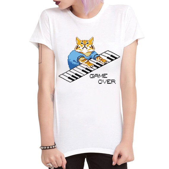 Game Over Keyboard Cat T-shirt Men's and Women's 