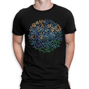 The Starry Night by Vincent van Gogh T-Shirt, Men&#39;s and Women&#39;s Sizes (VAN-70002)