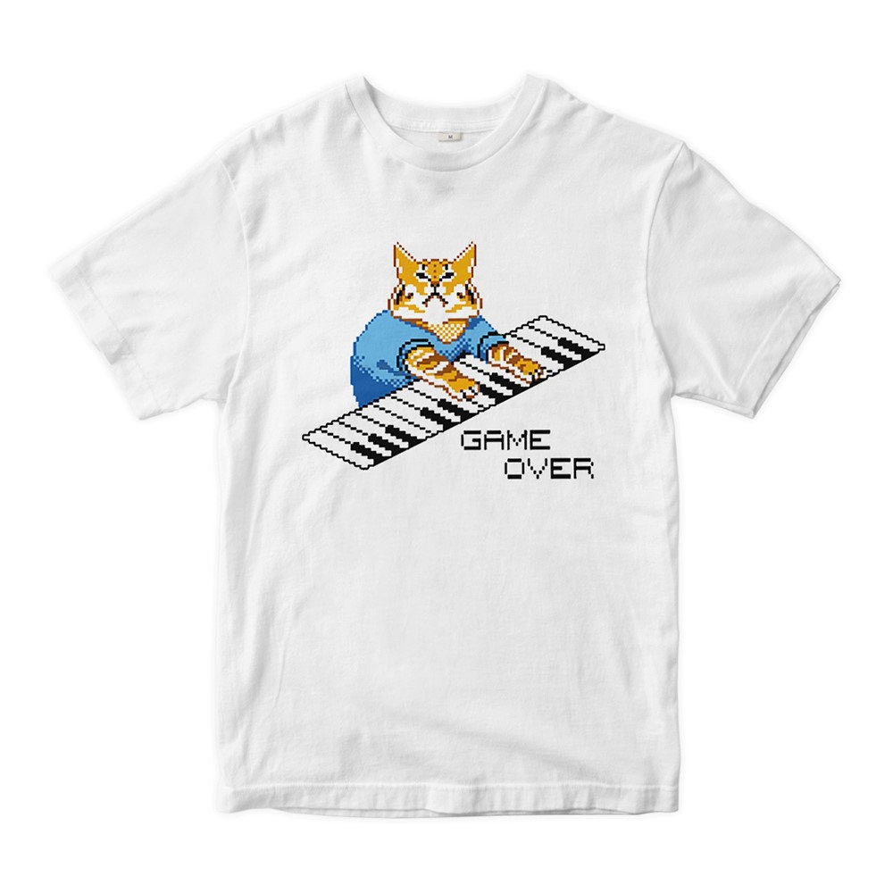 Game over cat keyboard t shirt hotsell