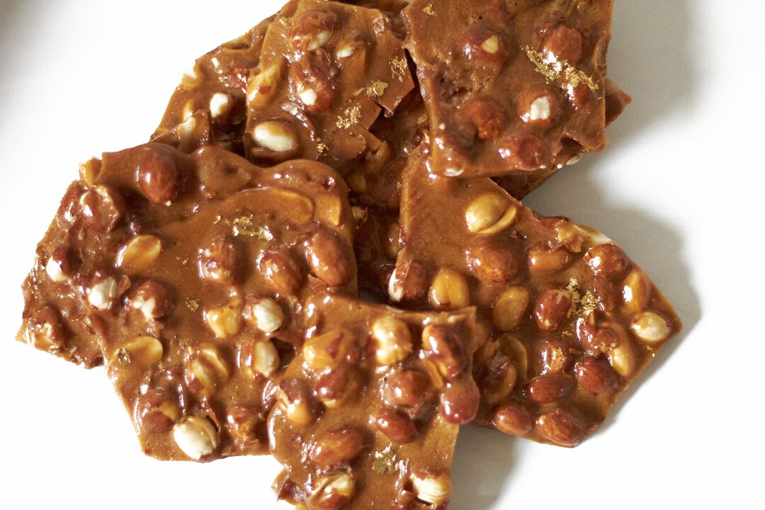 REAL Gold Flaked Bourbon Peanut Brittle Half Pound 8oz Etsy
