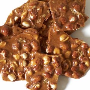 REAL Gold Flaked Bourbon Peanut Brittle - Half Pound 8oz