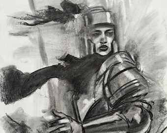 Original Hand Drawn Charcoal Sketch Impressionistic Unique Gesture Drawing Artwork for Fine Art Lovers