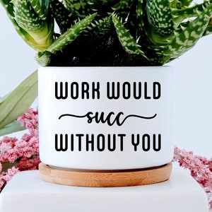 Work Would Succ Without You Succulent Pot – Funny Coworker Gift | Holiday Deal | Employee Gift