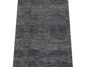 3x12 ft. Black and White Modern Contemporary Gabbeh Hand Knotted Wool Runner for Indoor and Hallway.
